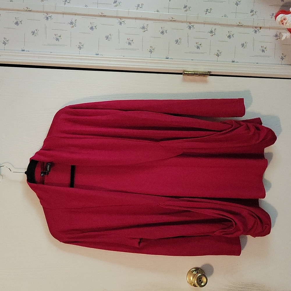 New Directions Red Cardigan Sweater with Pockets